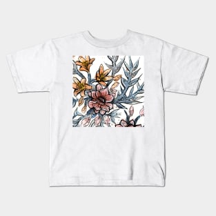 Watercolor Pen and Ink leaves Kids T-Shirt